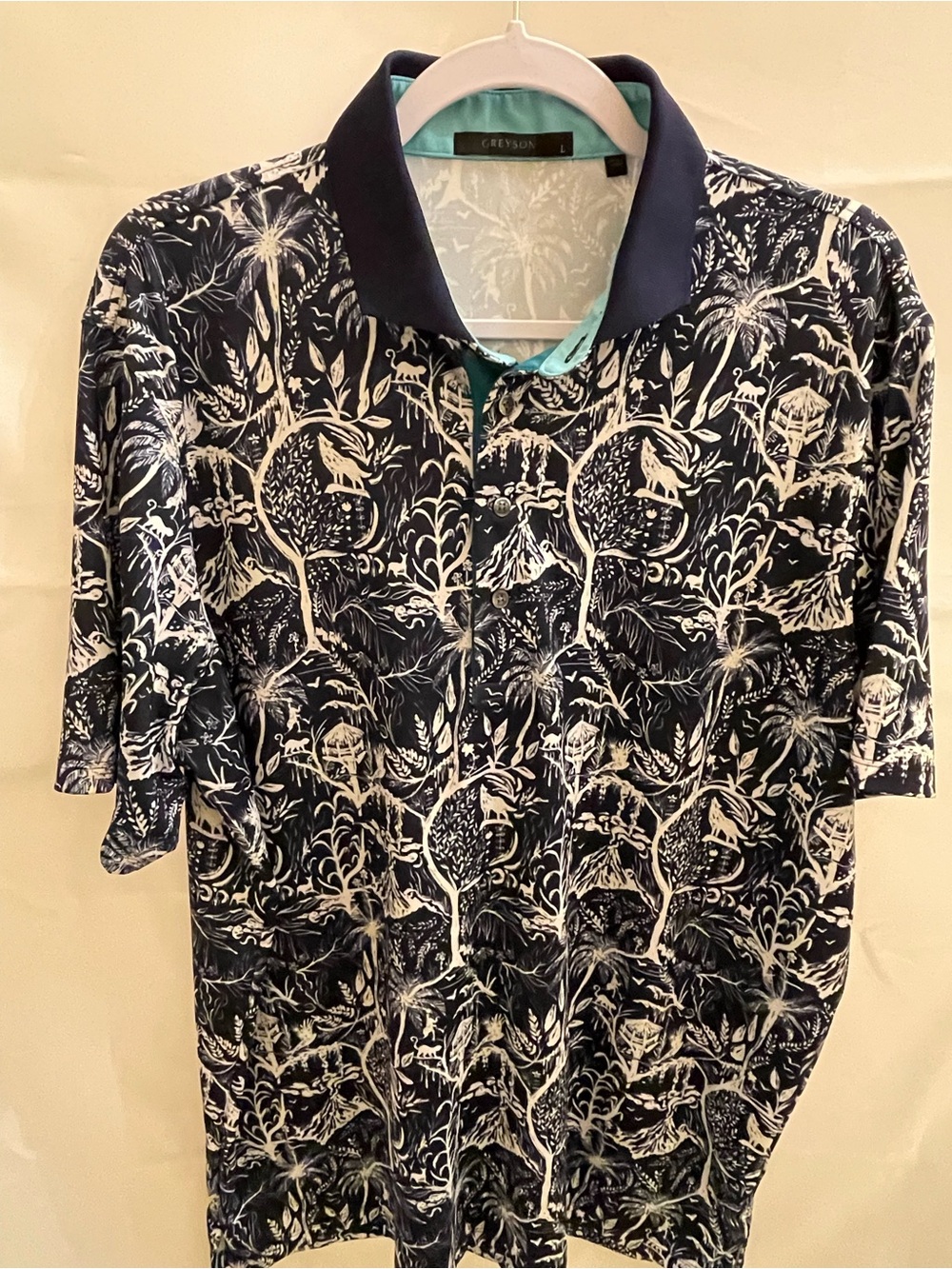 Greyson Men’s Large Tropical Animal Print Golf Polo Shirt